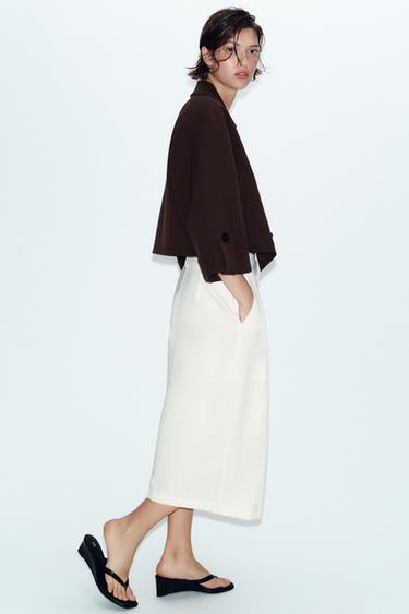 SHORT TRENCH COAT WITH ROLLED-UP SLEEVES - Brown by Zara - Image 2