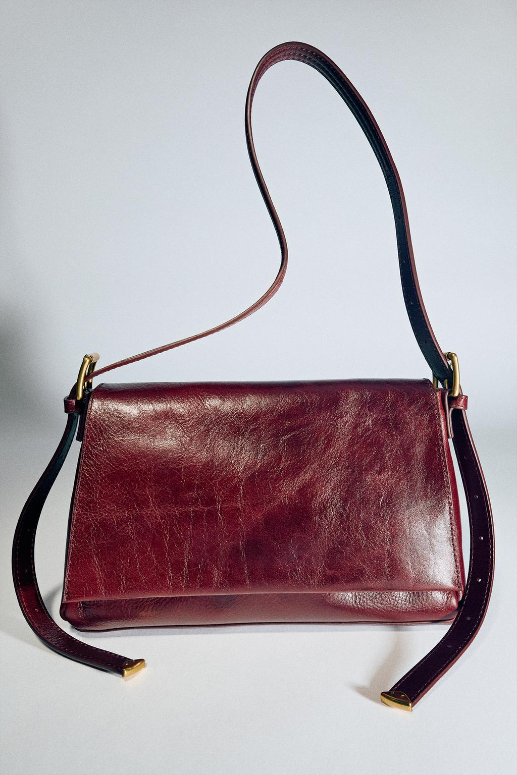 LEATHER FLAP SHOULDER BAG