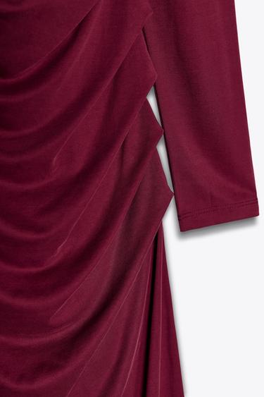 DRAPED NECKLINE MIDI DRESS - Red by Zara - Image 8
