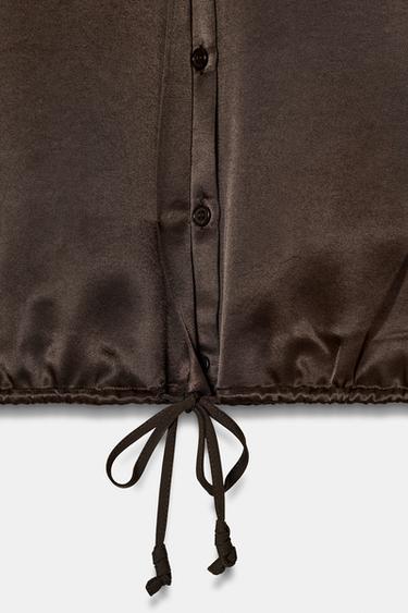 ZW COLLECTION SATIN BLOUSE WITH TIES - Brown by Zara - Image 8