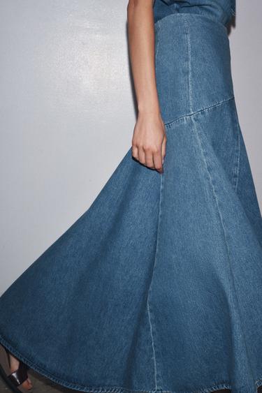 JUPE MIDI EN JEAN ZW COLLECTION - Bleu moyen de Zara - Image 4
