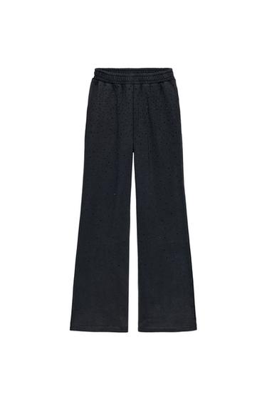 SHINY PLUSH TROUSERS - Black by Zara