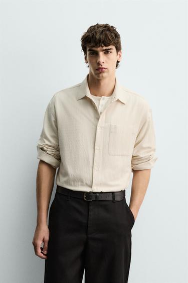 CAMISA RELAXED FIT CUADROS - Crudo de Zara