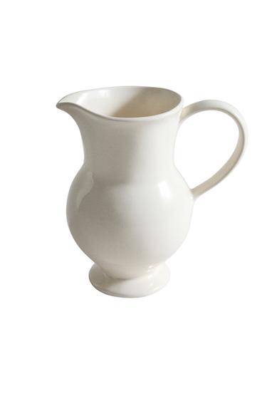 DECORATIVE CREAM CERAMIC JUG - Cream by Zara