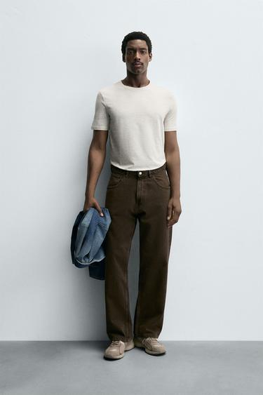 Zara BASIC SLIM FIT T-SHIRT - SILVER UNIVERSE