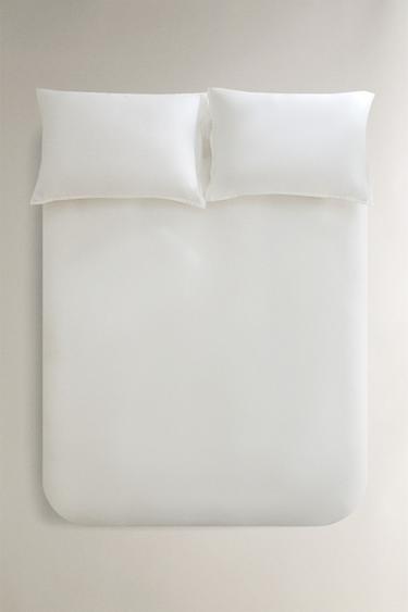 SATEEN JACQUARD DUVET COVER (300 THREAD COUNT) - Oyster-white by Zara