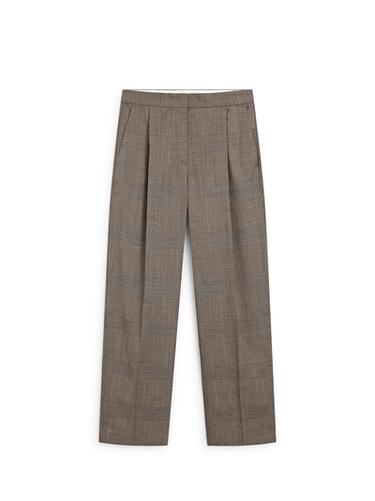 Pantalon de tailleur à carreaux en laine - Beige de Zara