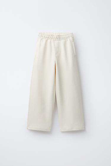 ENSEMBLE INTERLOCK PIQUÉ T-SHIRT ET PANTALON - Écru de Zara - Image 3