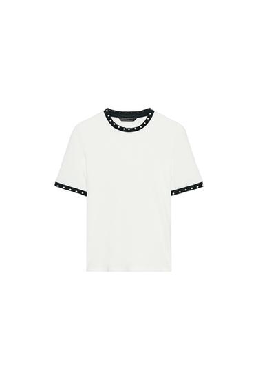 CAMISETA TRICOT PERLA - Blanco de Zara