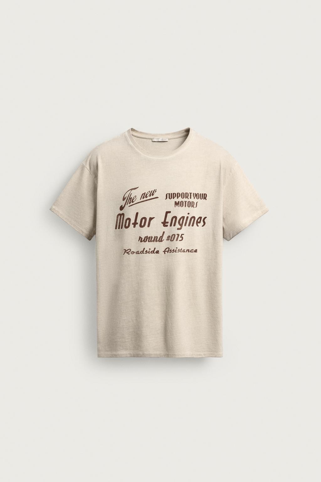 VINTAGE-EFFECT SLOGAN PRINT T-SHIRT