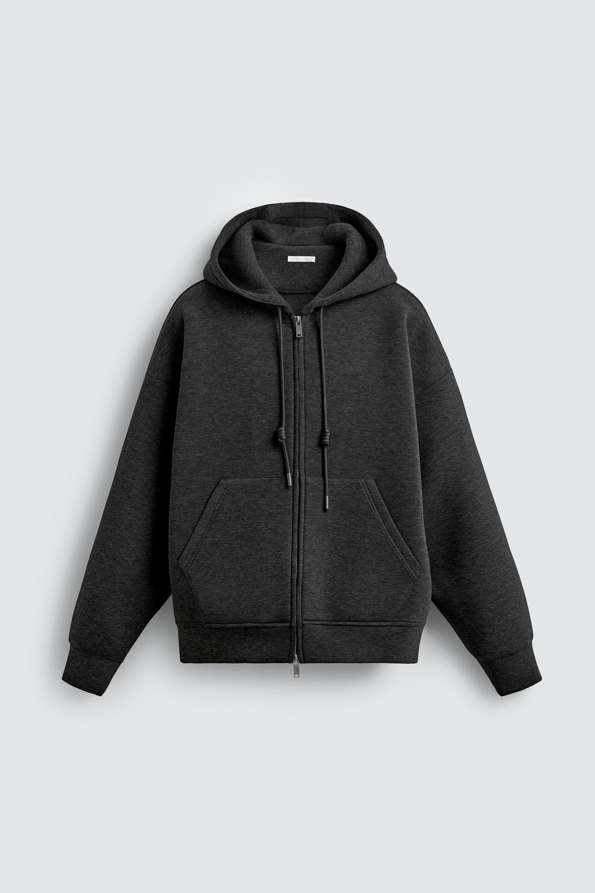ZARA グレー ソフトネオプレーンエフェクト パーカー フーディー 人気 ZARA グレー ソフトネオプレーンエフェクト パーカー フーディー