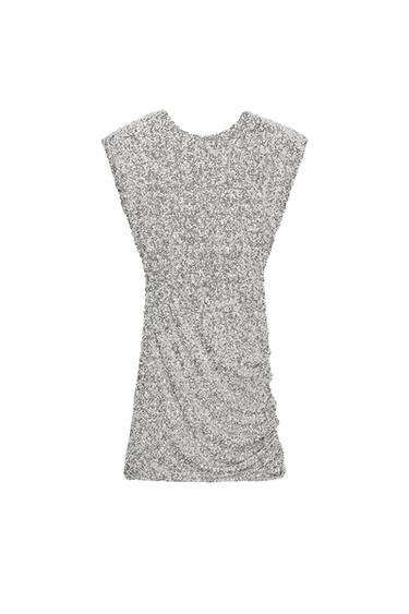 ZW COLLECTION SEQUIN SHOULDER PAD DRESS