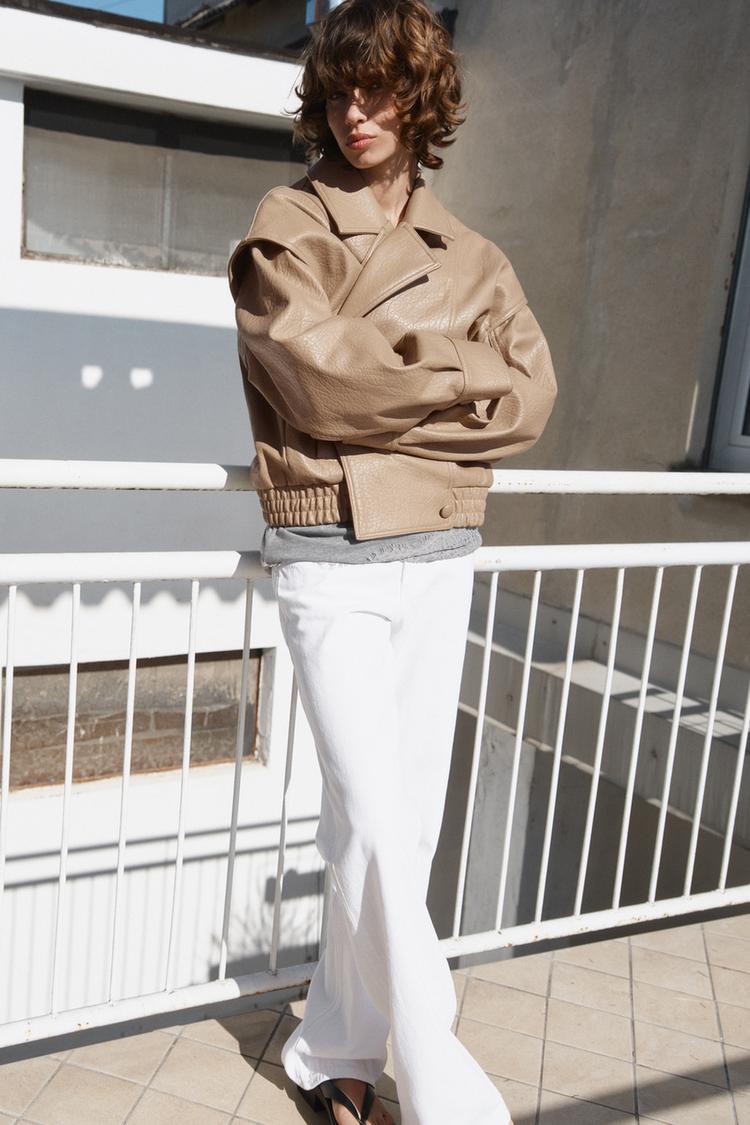 Chaqueta bomber efecto cuero 5