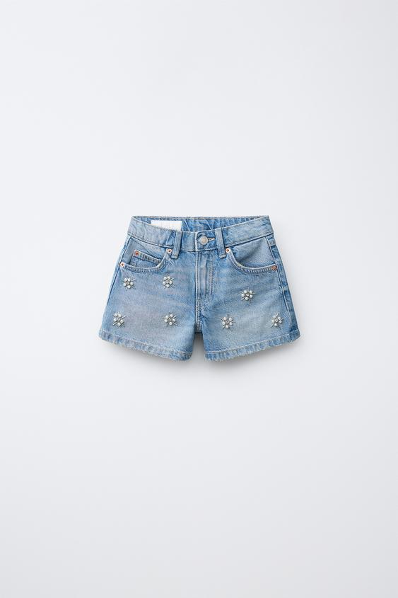 BERMUDA DENIM PERLAS - Azul de Zara - Imagen 0