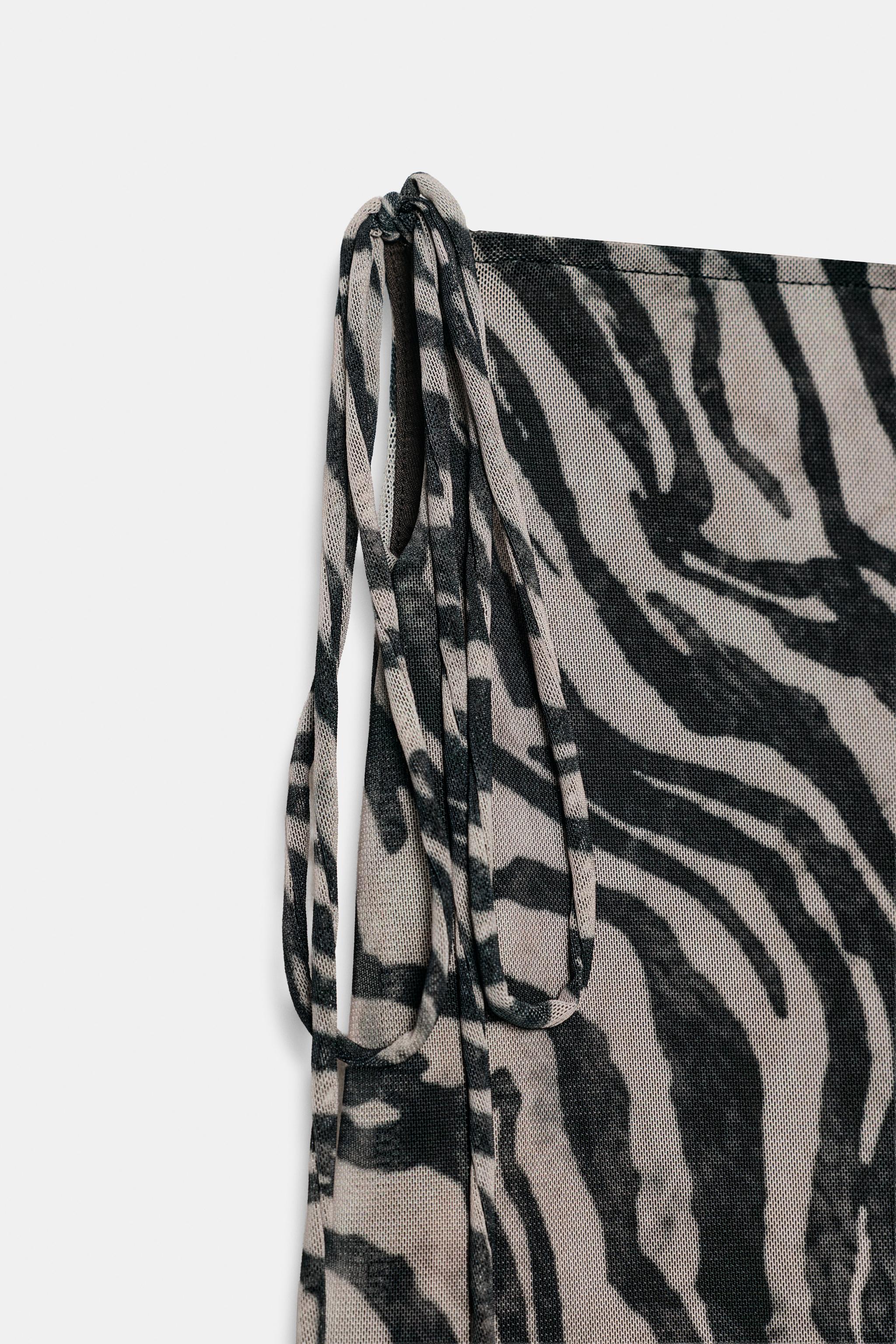 ANIMAL PRINT TIE-DETAIL MIDI SKIRT