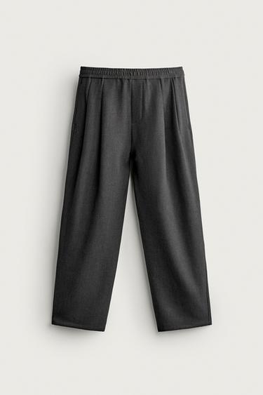 COMFORT RELAXED FIT TROUSERS - Grey marl by Zara