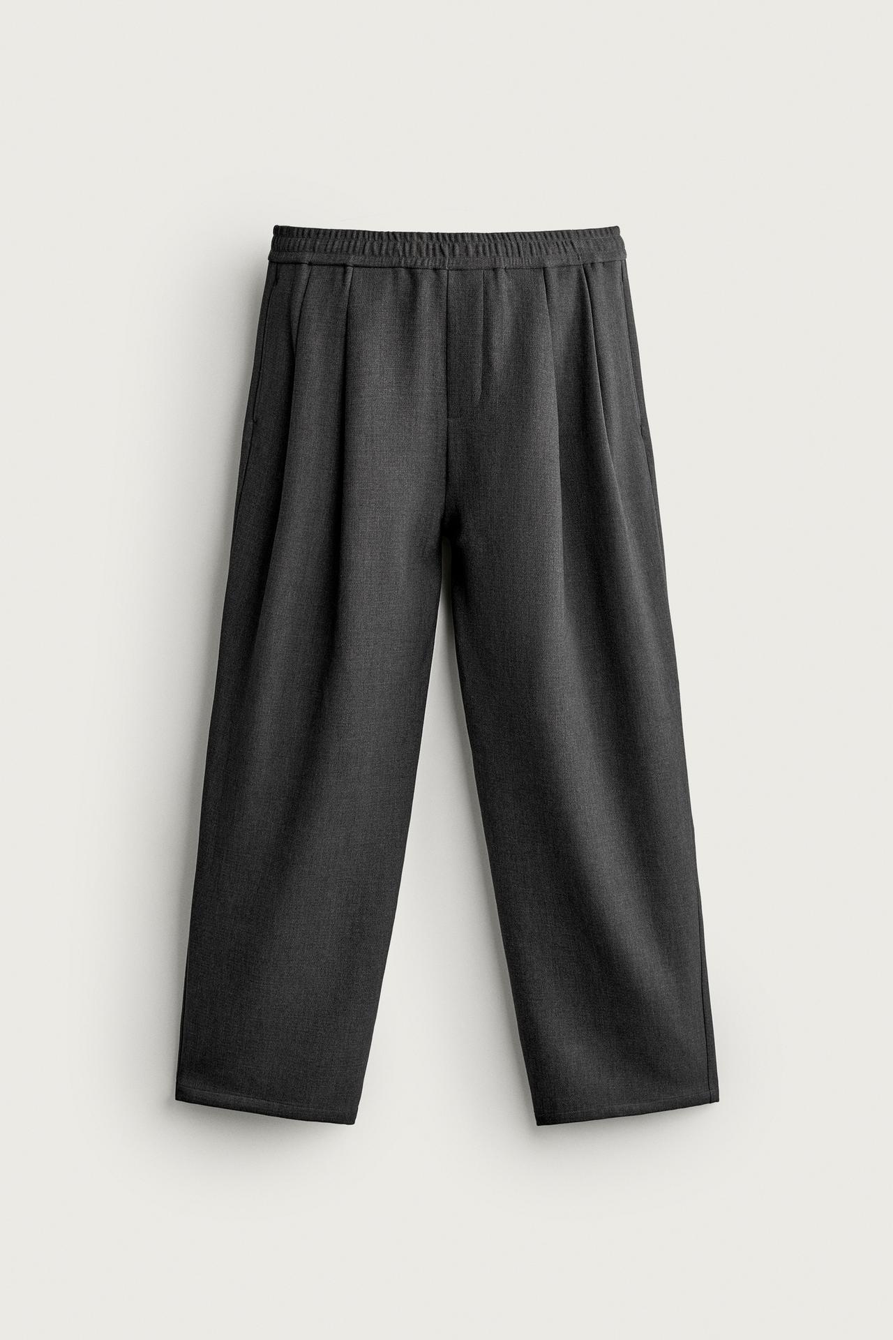 COMFORT RELAXED-FIT PANTS — Gray marl