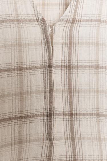 CHECKED SHORT DRESS - Ecru / Beige by Zara - Image 6