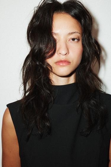 SHORT DRESS WITH TIE AND TOPSTITCHING - Black de Zara - Image 3