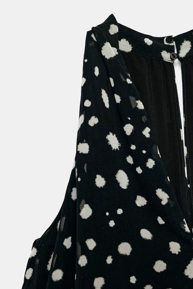 MINI DRESS WITH RUFFLED DOTS - Black / Ecru by Zara - Image 8