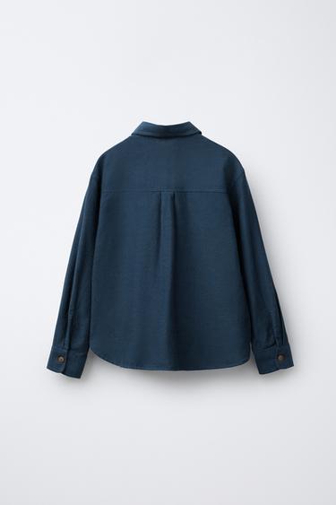 CHEMISE EN FLANELLE À POCHE - Bleu canard de Zara - Image 1