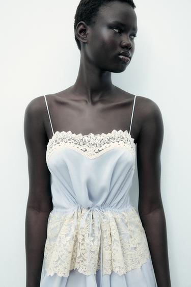 LACE STRAPPY DRESS - Light blue by Zara - Image 2