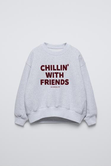 SUDADERA TEXTO FLOCK - Gris vigoré de Zara - Imagen 0