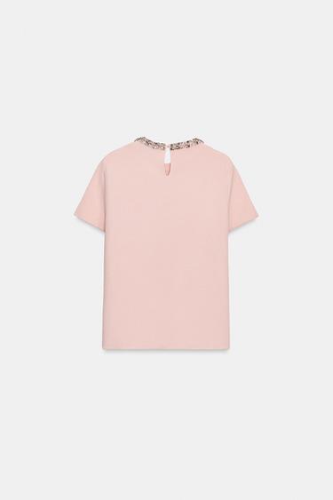 TOP EN MAILLE AVEC FANTAISIE BIJOU - Rose pastel de Zara - Image 6