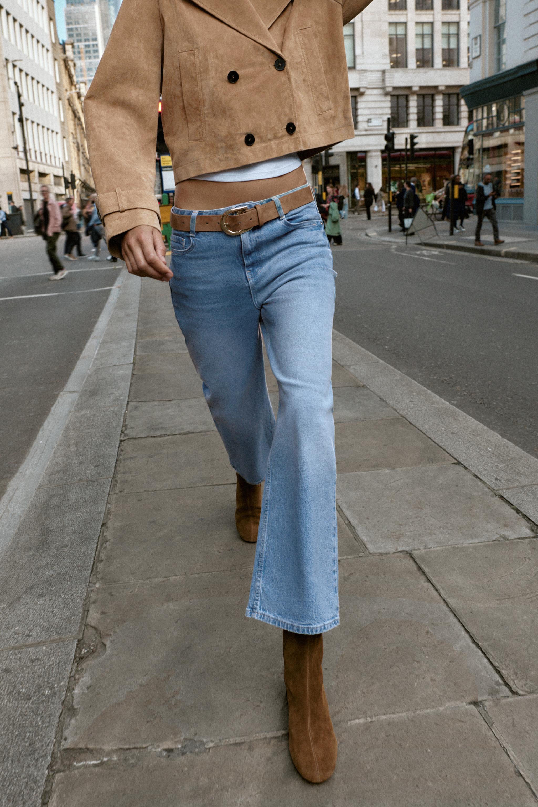 Z.10 HIGH-WAISTED BELTED CULOTTE JEANS - White | ZARA United
