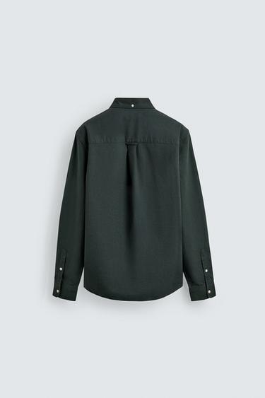 REGULAR FIT OXFORD SHIRT - Bottle green by Zara - Image 8