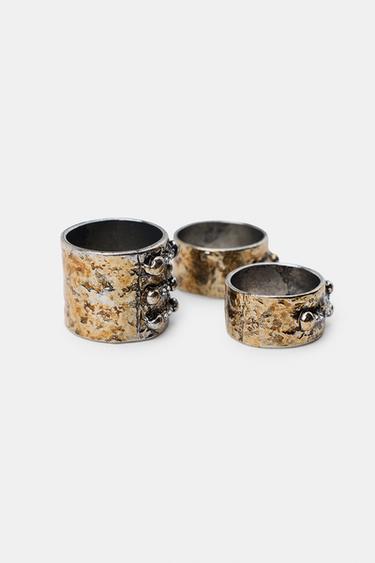 PACK OF 3 TEXTURED GLITTER RINGS - Anthracite grey by Zara - Image 3