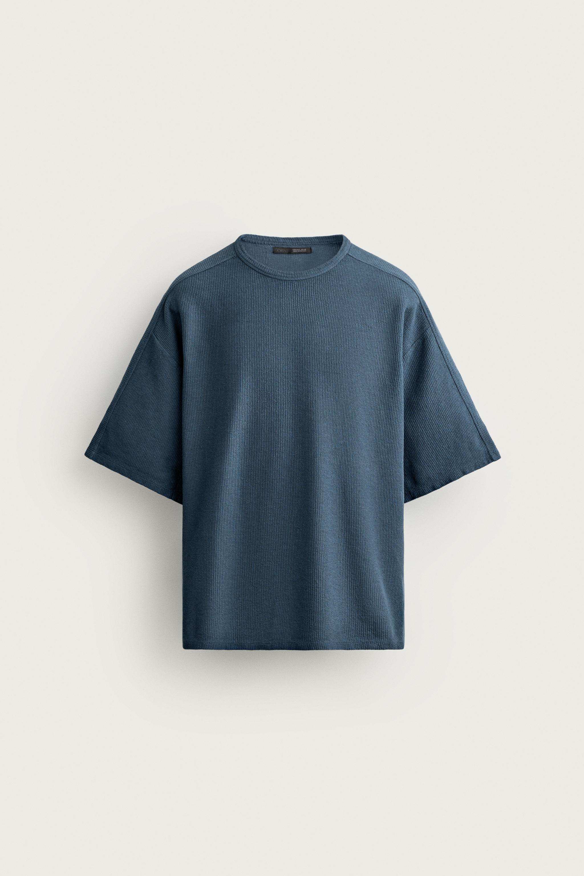 WASHED PRINT KNIT T-SHIRT - Navy blue | ZARA India