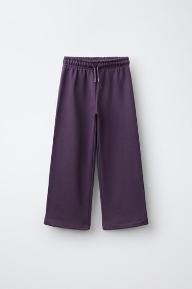 WIDE LEG JOGGING PANTS — Eggplant 1