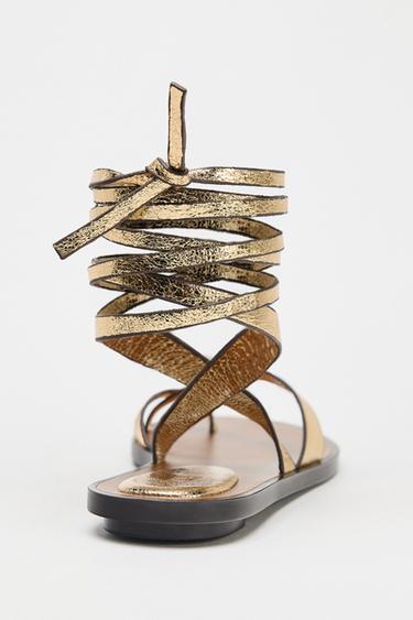 METALLIC-EFFECT SANDALS - Gold by Zara - Image 4