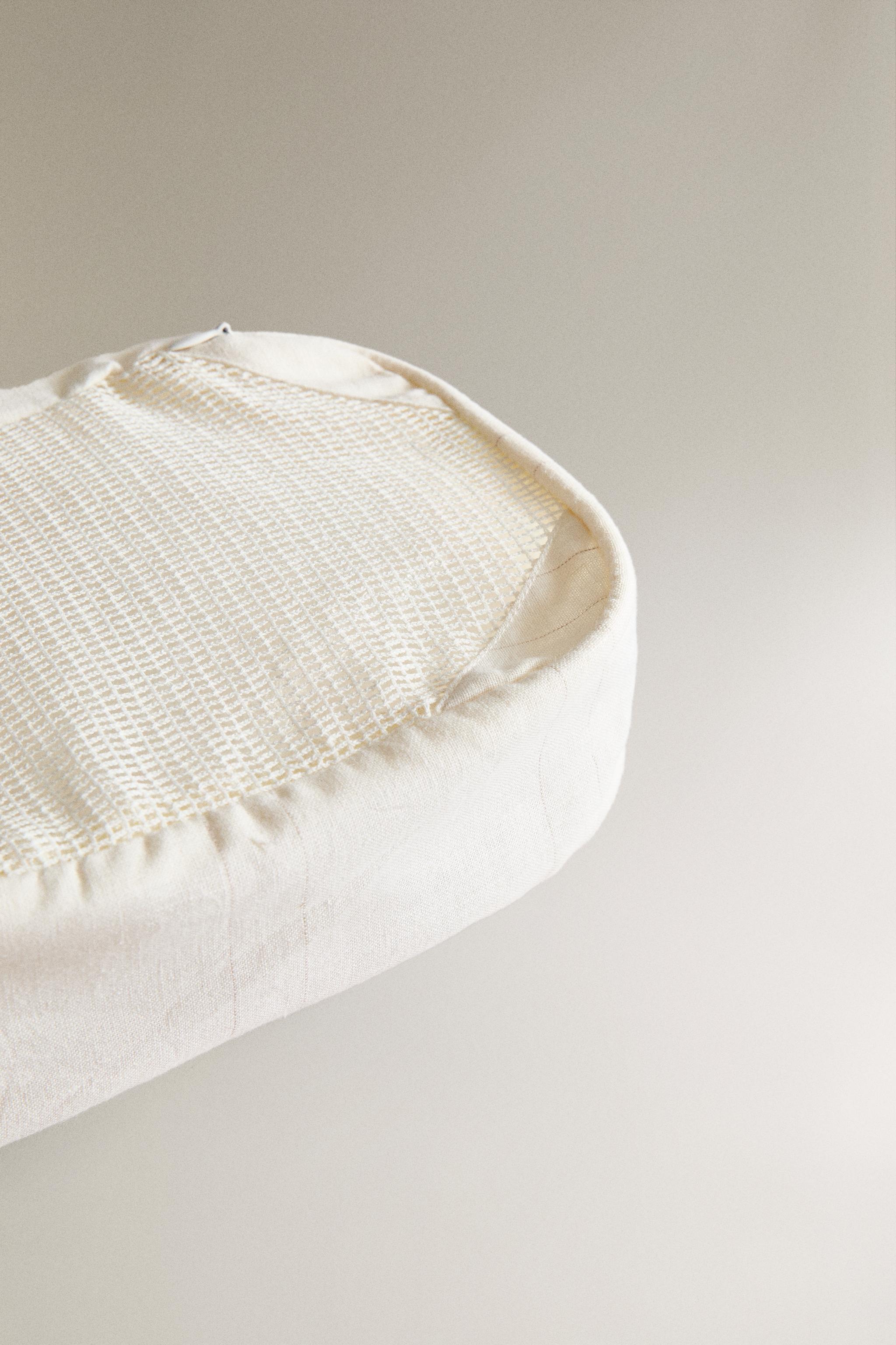 LINEN AND COTTON FABRIC ORGANIZER (PACK OF 3) — Light beige