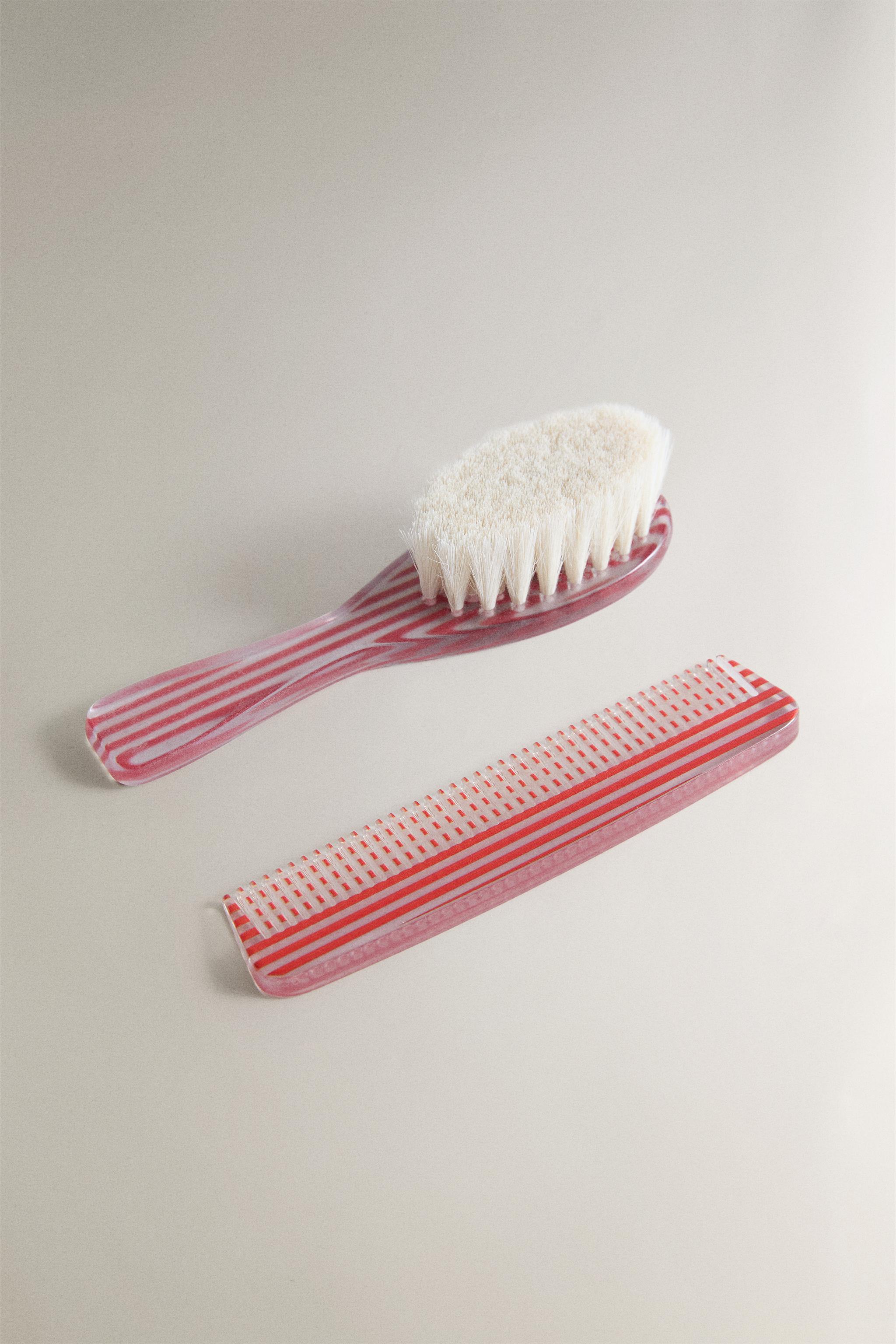 BABY STRIPED BRUSH AND COMB SET
