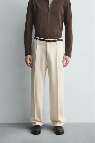 LIMITED EDITION FLANNEL PLEATED TROUSERS - White by Zara