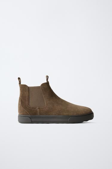 SPLIT SUEDE CHELSEA ANKLE BOOTS - Brown by Zara - Image 0