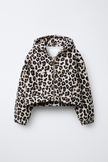 SUDADERA CAPUCHA ANIMAL PRINT - tostado de Zara