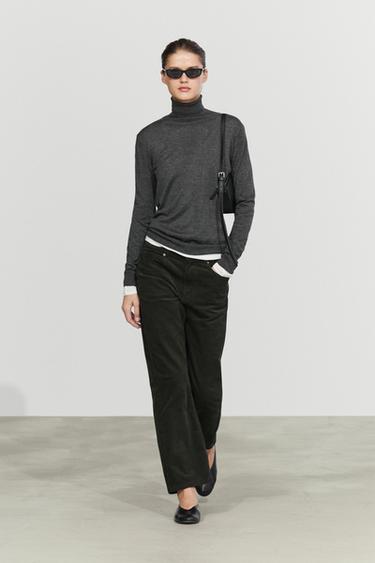 Micro-corduroy flare-fit pants — Dark salmon 1
