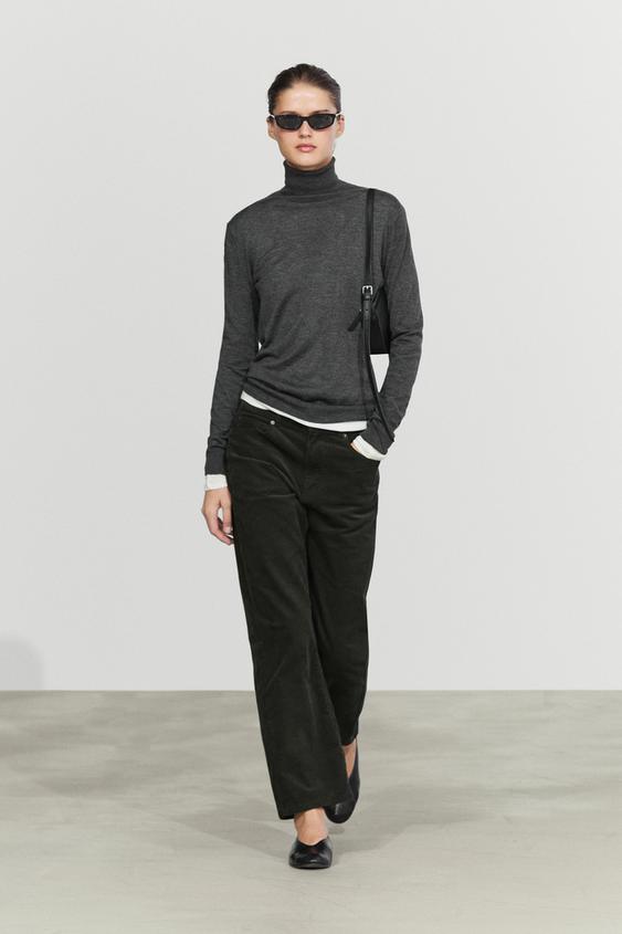 Zara Micro-corduroy flare-fit pants - Dark salmon - Image 0