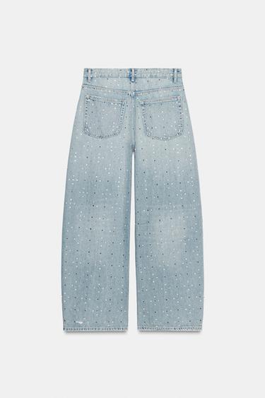 TRF BAGGY JEANS WITH RHINESTONE JEWELS - Navy blue by Zara - Image 5