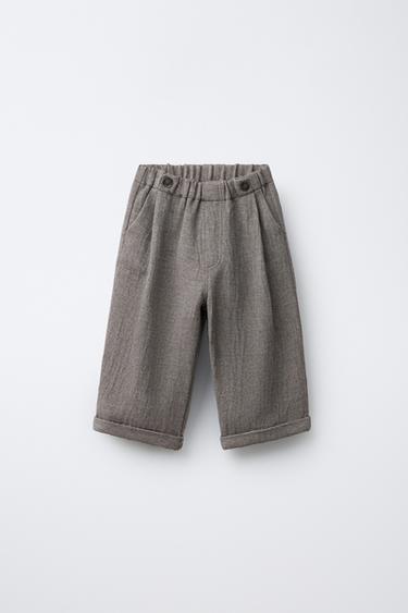 RUSTIC BAGGY TROUSERS WITH BUTTONS AND WOOL - camel by Zara - Image 0