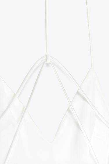 ROBE MI-LONGUE SATINÉE BRIDES DOS - Blanc de Zara - Image 6