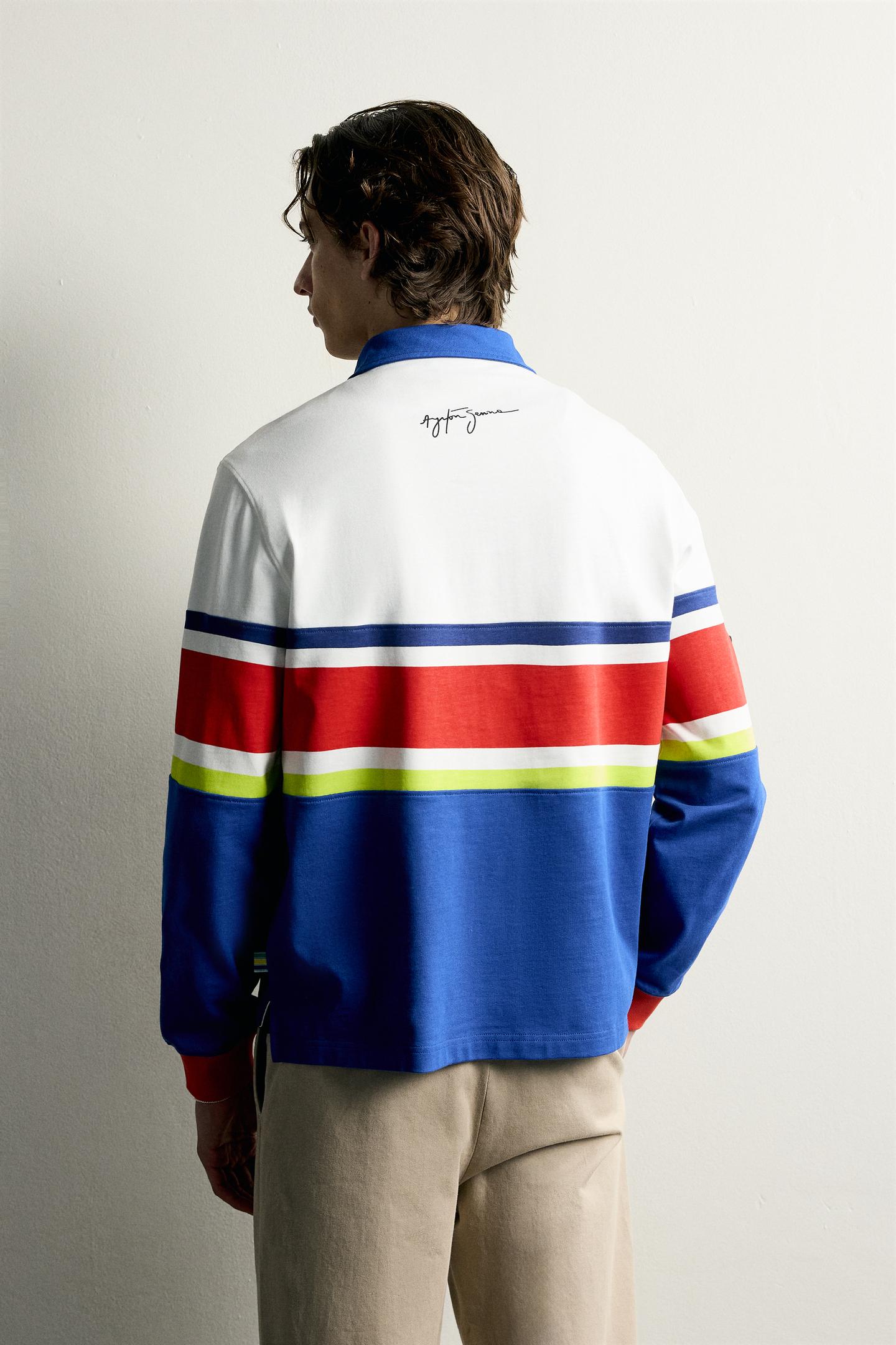 Мужское поло Zara Ayrton Senna © Senna Brands Graphic Polo, цвет: Синий — фото 3