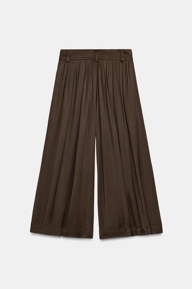 PANTALON À PLIS ZW COLLECTION - Marron de Zara - Image 5
