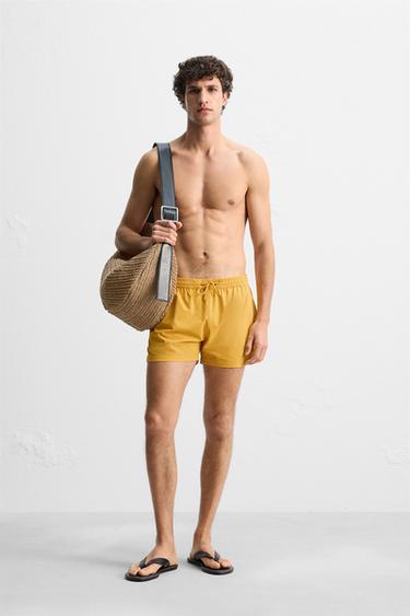 Zara SHORT STRUCTURED SWIMSUIT - Orange - Image 0
