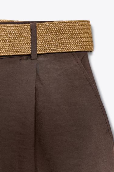 BERMUDA PINCES CEINTURE - Marron de Zara - Image 7