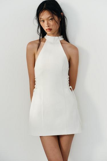 HALTER NECK DRESS WITH SIDE TIES - White by Zara