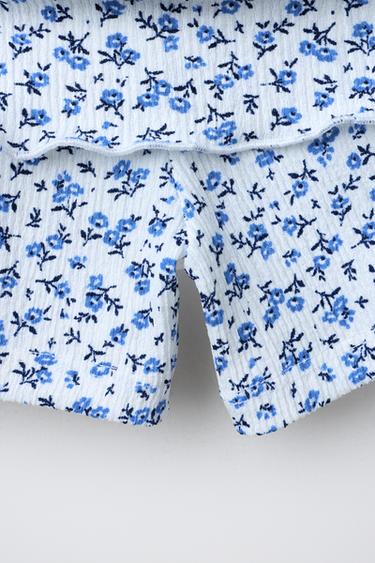 JUPE-SHORT À FLEURS - Blanc / Bleu marine de Zara - Image 3